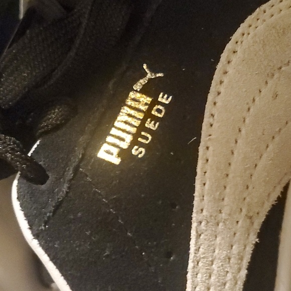 Puma Sneakers Boys Kids Size 7m 7c 7 Black Gray Side Stripe Suede Low To… - Picture 12 of 15